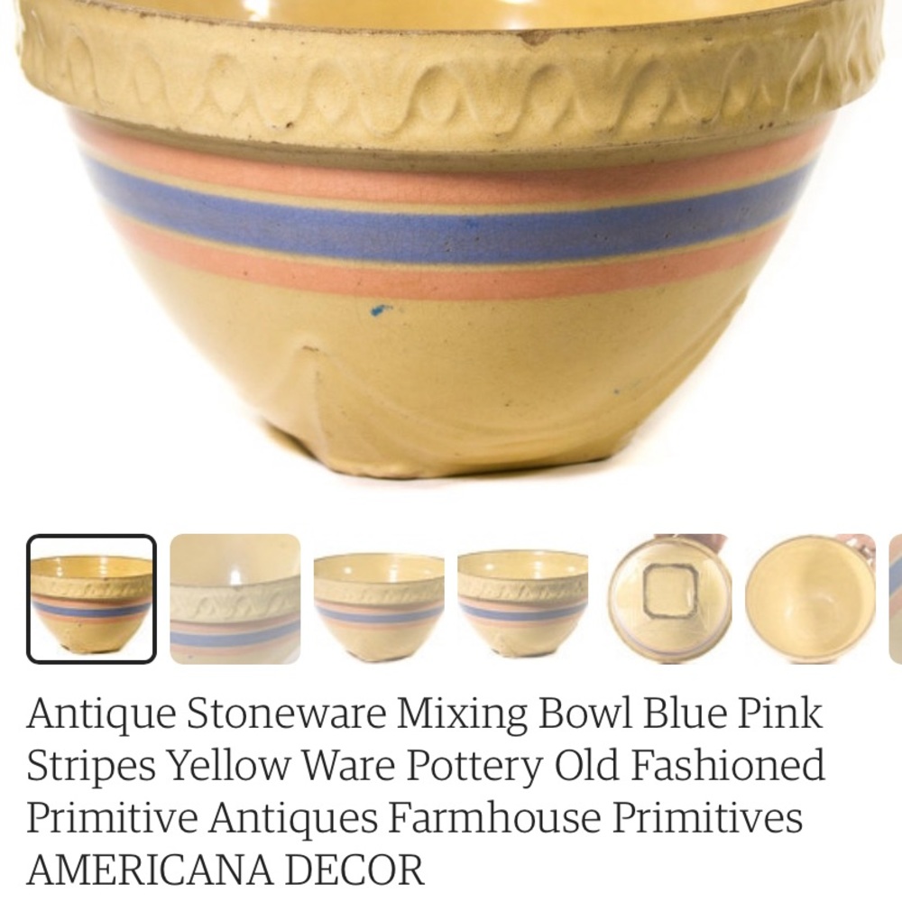 Bowl Farmhouse Antique Pottery (circa 1930-40’s)